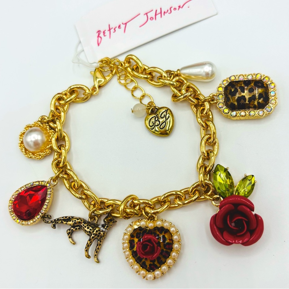 Betsey Johnson Leopard Flex Charm Bracelet